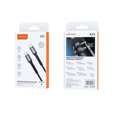 VFAN X22 Καλώδιο USB-C σε Lightning PD 30W Fast Charging & Data Cable