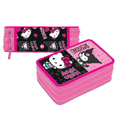 Κασετίνα Γεμάτη Τριπλή Hello Kitty με Kuromi 19,5x12,5x6cm