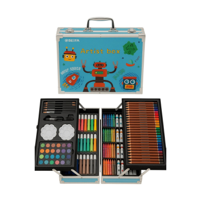 Σετ Ζωγραφικής Artist Box Μπλε 145 Τεμαχίων με Βαλιτσάκι Μεταφοράς 34.5x23.5x9εκ