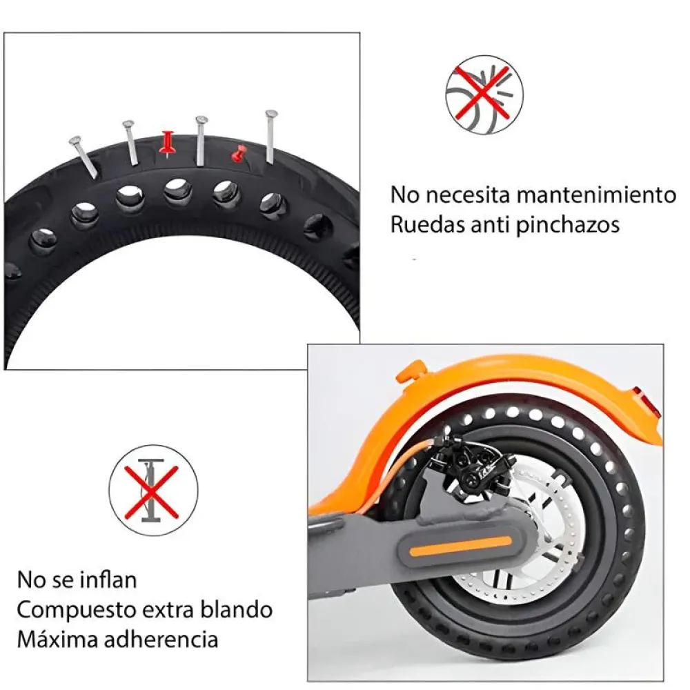Συμπαγή ελαστικό- Perforated solid tire 8.5x2-6.1 - Black