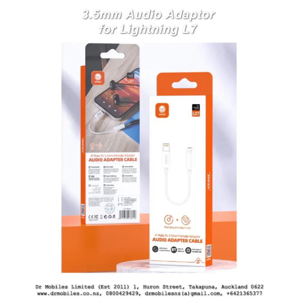 VFAN Αντάπτορας Audio Lightning Male to 3.5mm Female Adapter - L07 - Λευκό