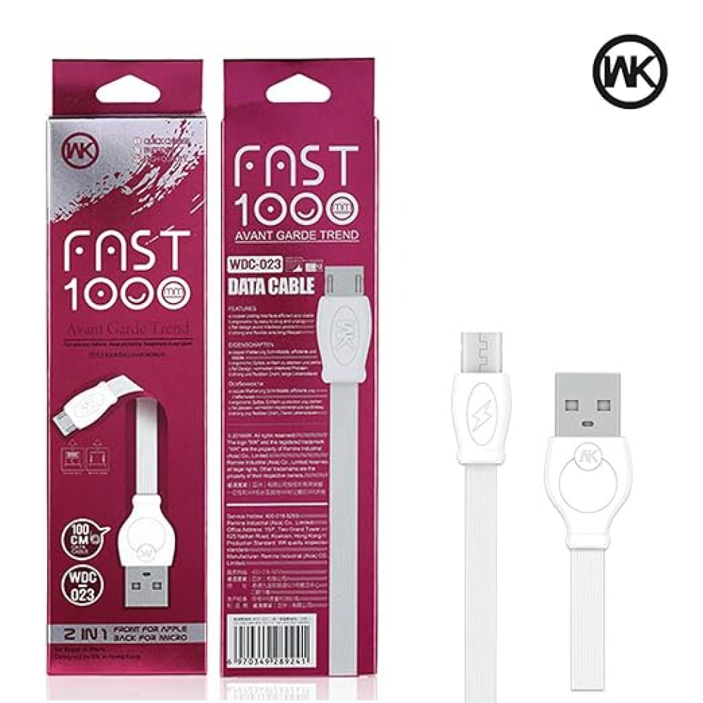 WK Καλώδιο φόρτισης & data USB to Micro USB 1M - WDC-023 Λευκό