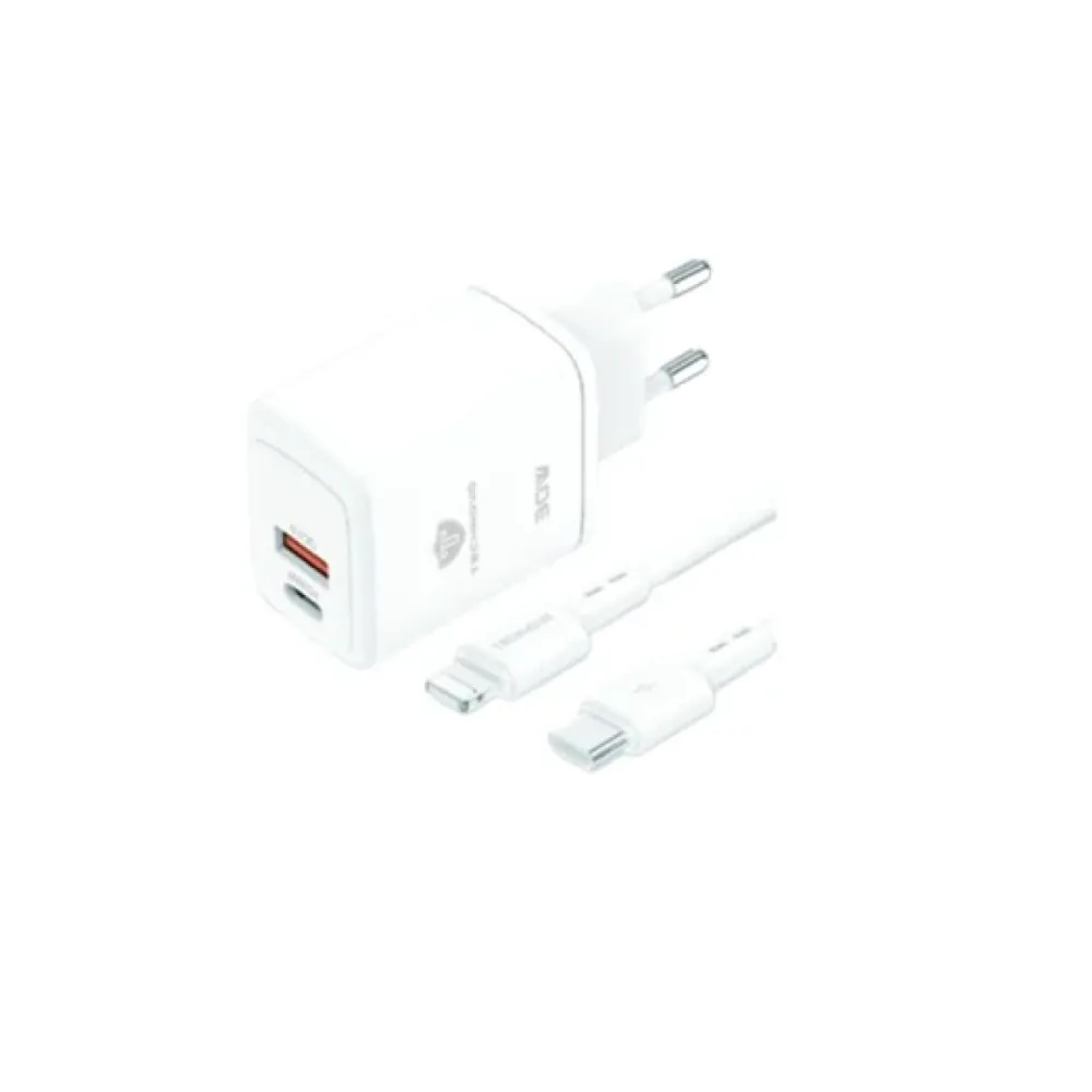 Technovo Φορτιστής με Θύρα USB-A και Θύρα Type C και Καλώδιο Type C- LIGHTNING CABLE 30W Λευκός - TN-F044