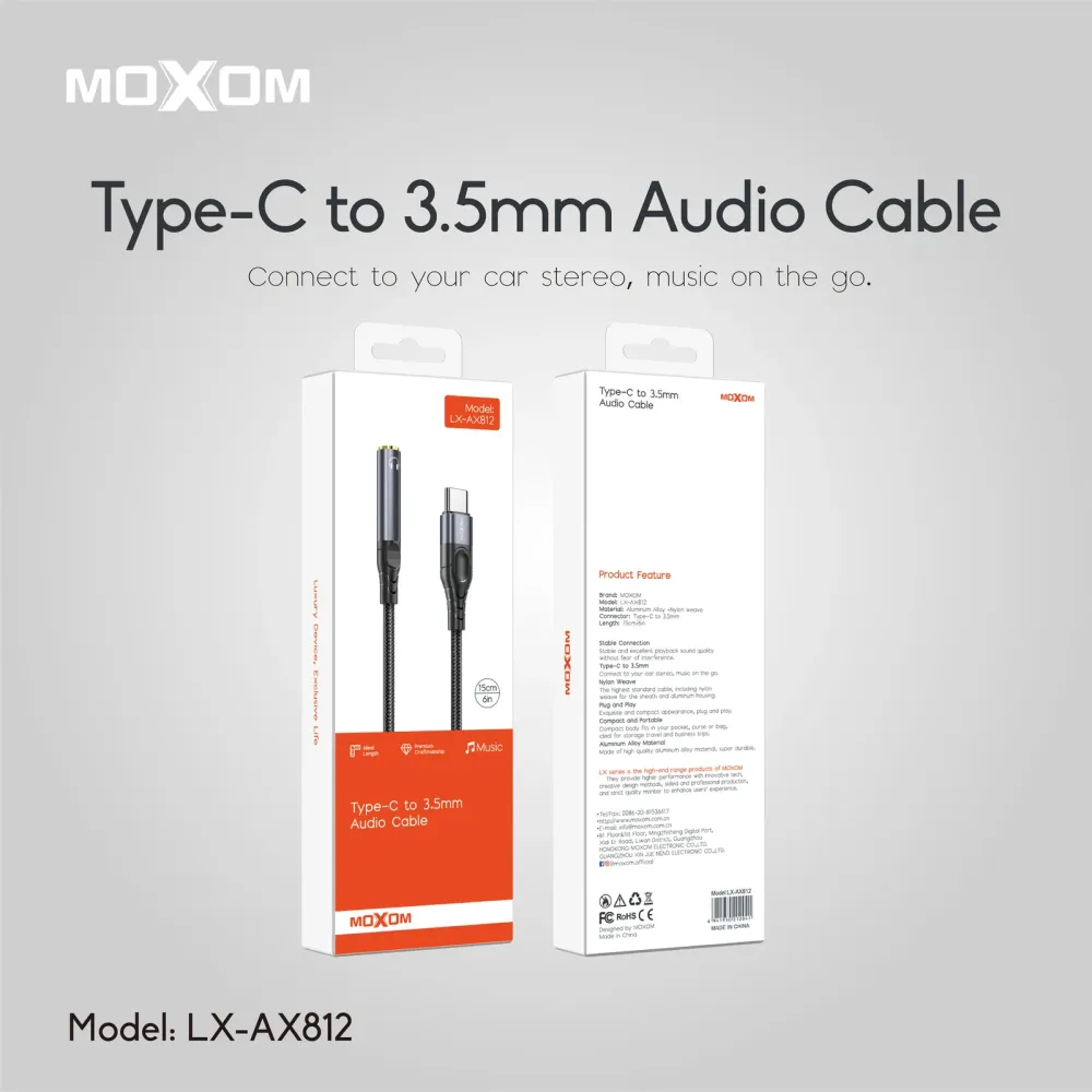 Moxom Type-C to 3.5mm Audio Cable - LX-AX812