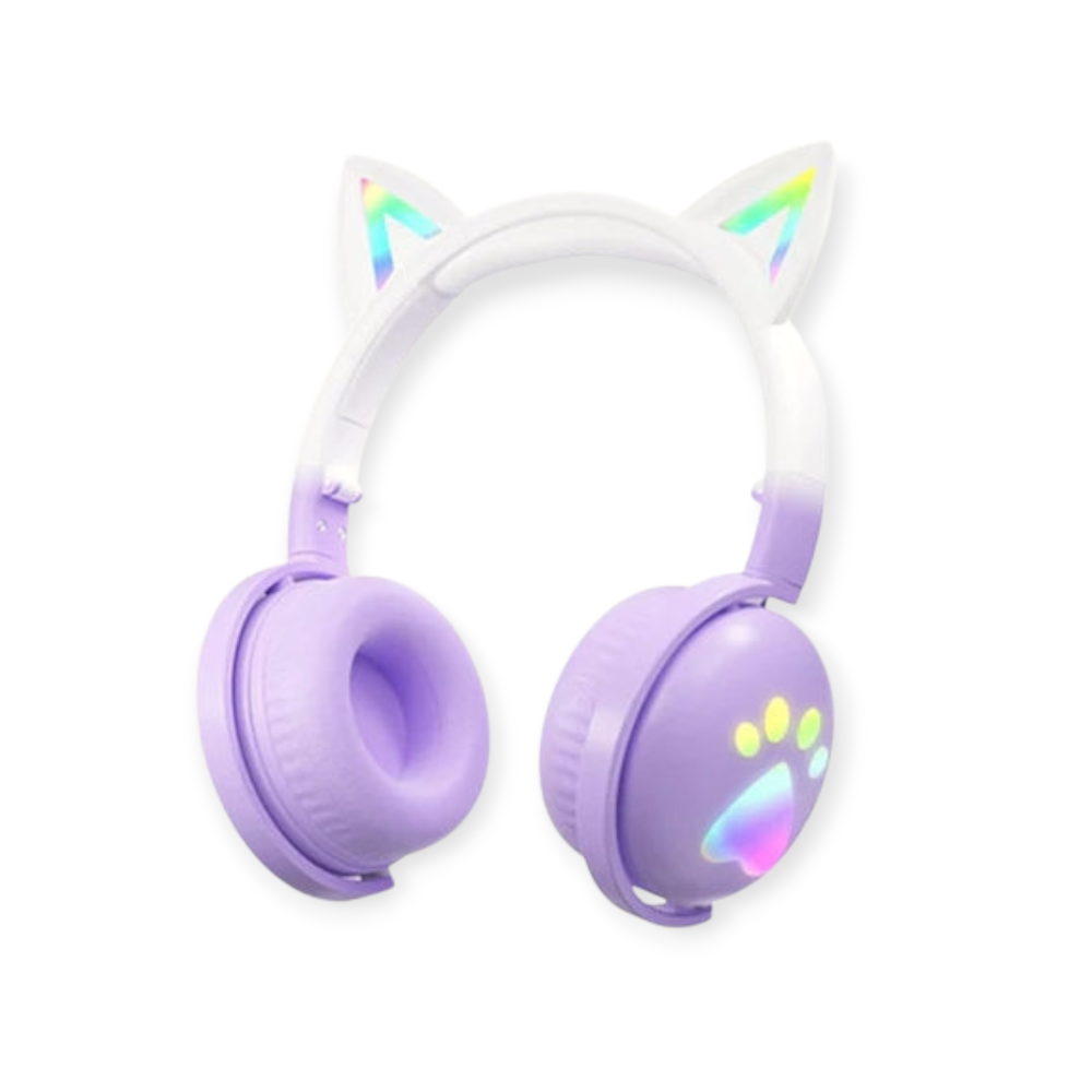 Ασύρματα παιδικά ακουστικά Cute Cats KE-28 Μωβ/Λευκό