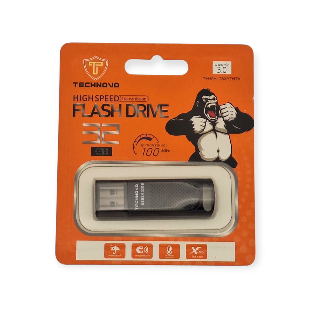 USB Flash Drive Technovo 32GB USB 3.0 Μαύρο