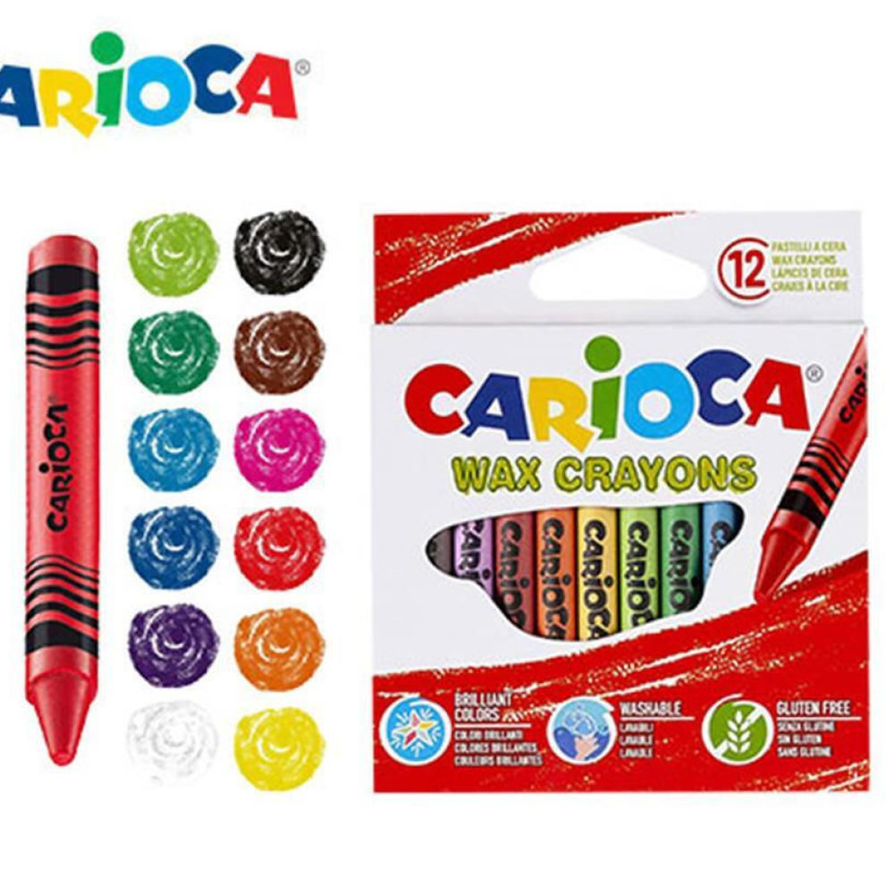 Carioca Wax Crayons Σετ Κηρομπογιές με 12 Χρώματα