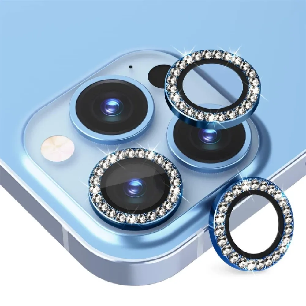 Προστασία Κάμερας με Στρας Για IPhone 11/11Pro Max/11Pro/12/12Pro - Γαλάζιο