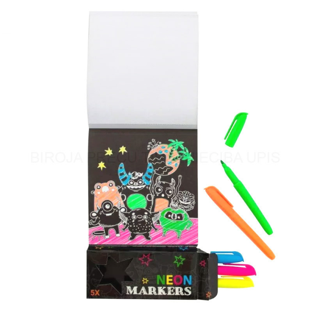 Neon Colouring Book 15×15 Cm, 40 Sheets