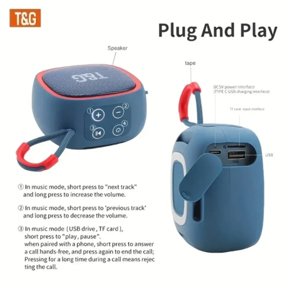 T&G Ηχείο Bluetooth 5W με Ραδιόφωνο TG-659 - Μαύρο