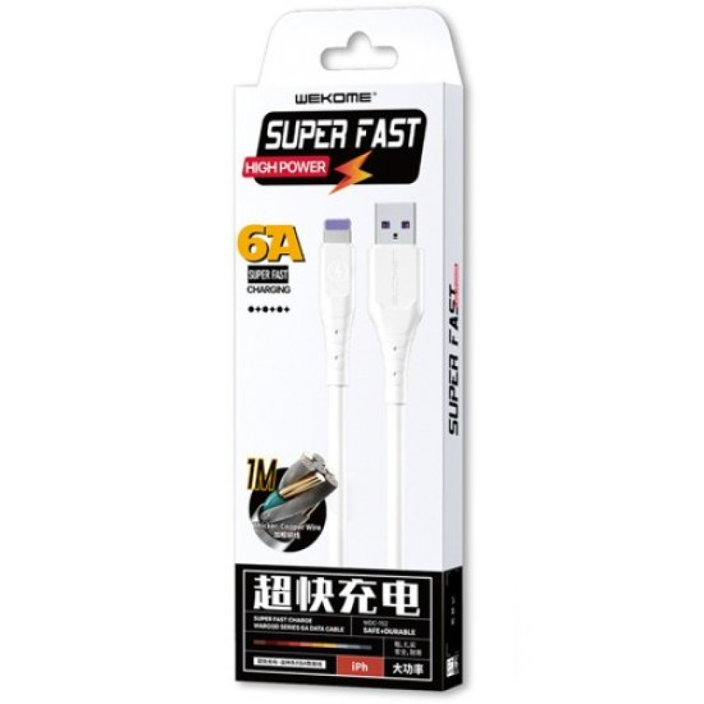 Wekome Καλώδιο φόρτισης & data Super Fast 6A USB to Lightning - 1m Λευκό WDC-152