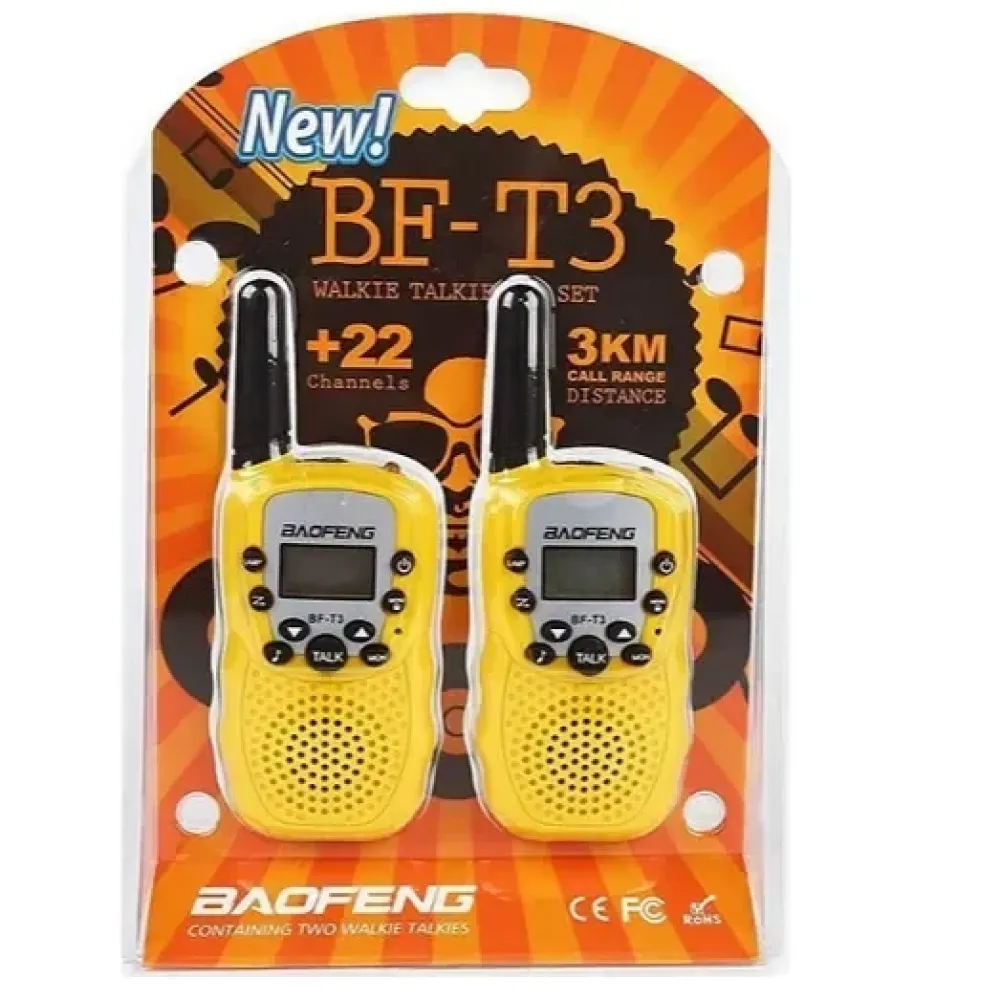 Baofeng BF-T3 Walkie Talkie LCD Σετ 2τμχ σε Κίτρινο Χρώμα