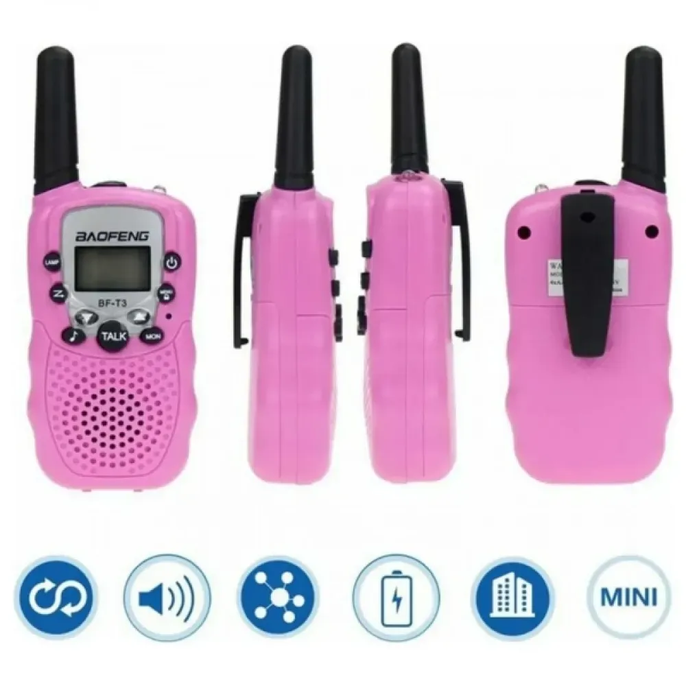 Baofeng BF-T3 Walkie Talkie LCD Σετ 2τμχ σε Ροζ Χρώμα