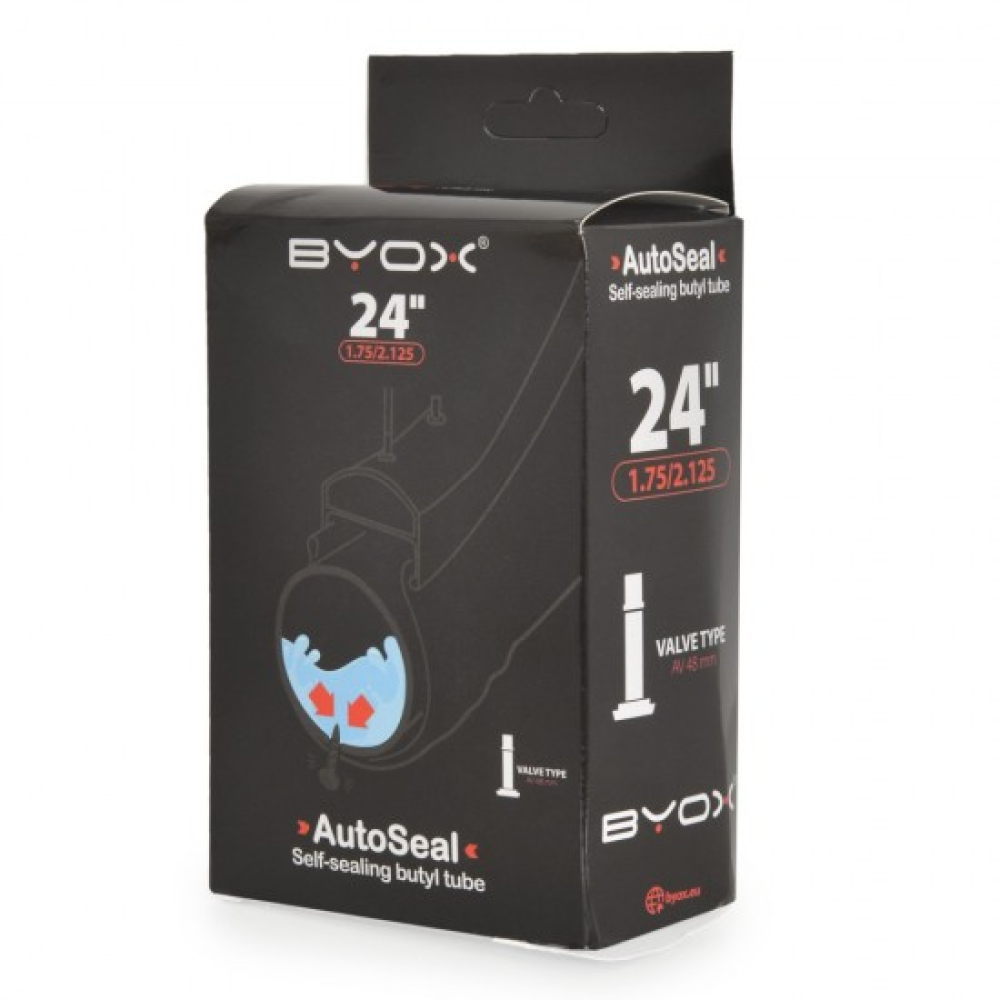 BYOX AutoSeal anti puncture butyl tube 24“*1.75/2.125 ; A/V 48mm, body width 42mm