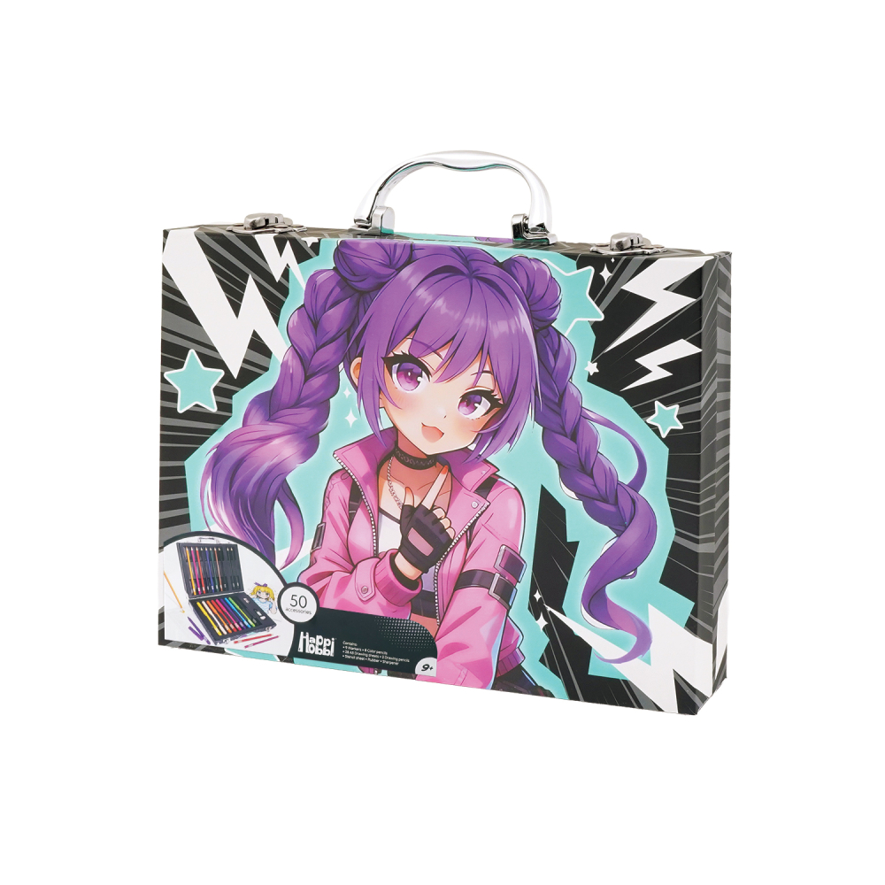 HappiHobbi Κασετίνα Ζωγραφικής Deluxe 50 Αξεσουάρ Manga Για 9+ Ετών
