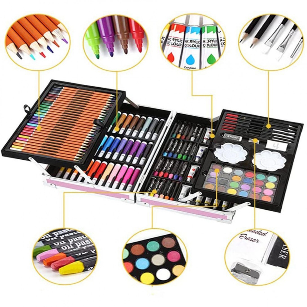 Σετ Ζωγραφικής Artist Box Μπλε 145 Τεμαχίων με Βαλιτσάκι Μεταφοράς 34.5x23.5x9εκ