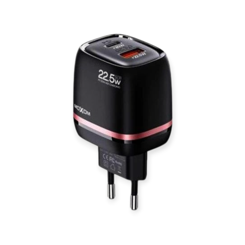 Moxom Γρήγορος Φορτιστής Χωρίς Καλώδιο PD20W+QC4.0 22.5W - Μαύρο - LX-HC804